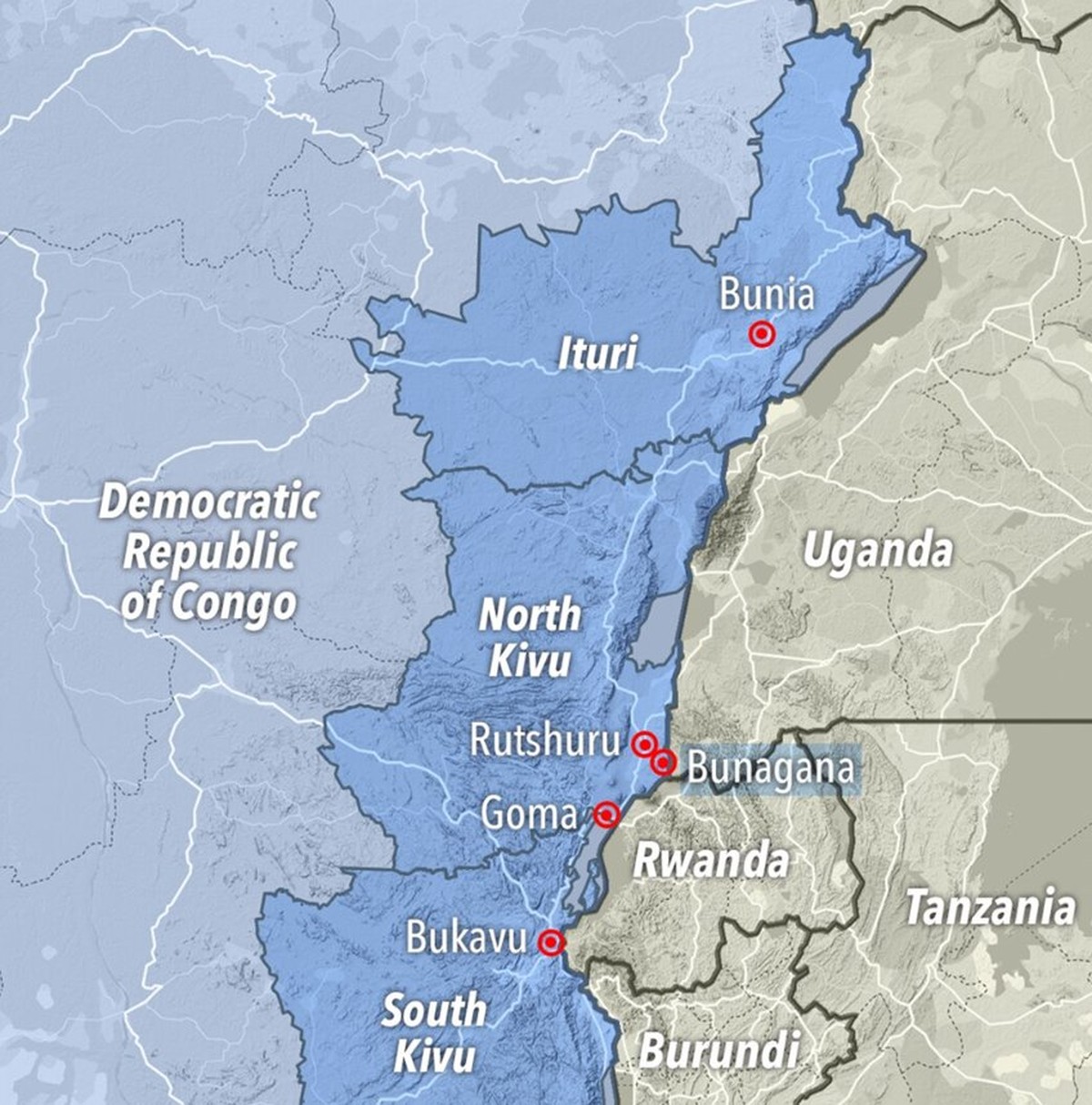 Map of North Kivu and Ituri provinces