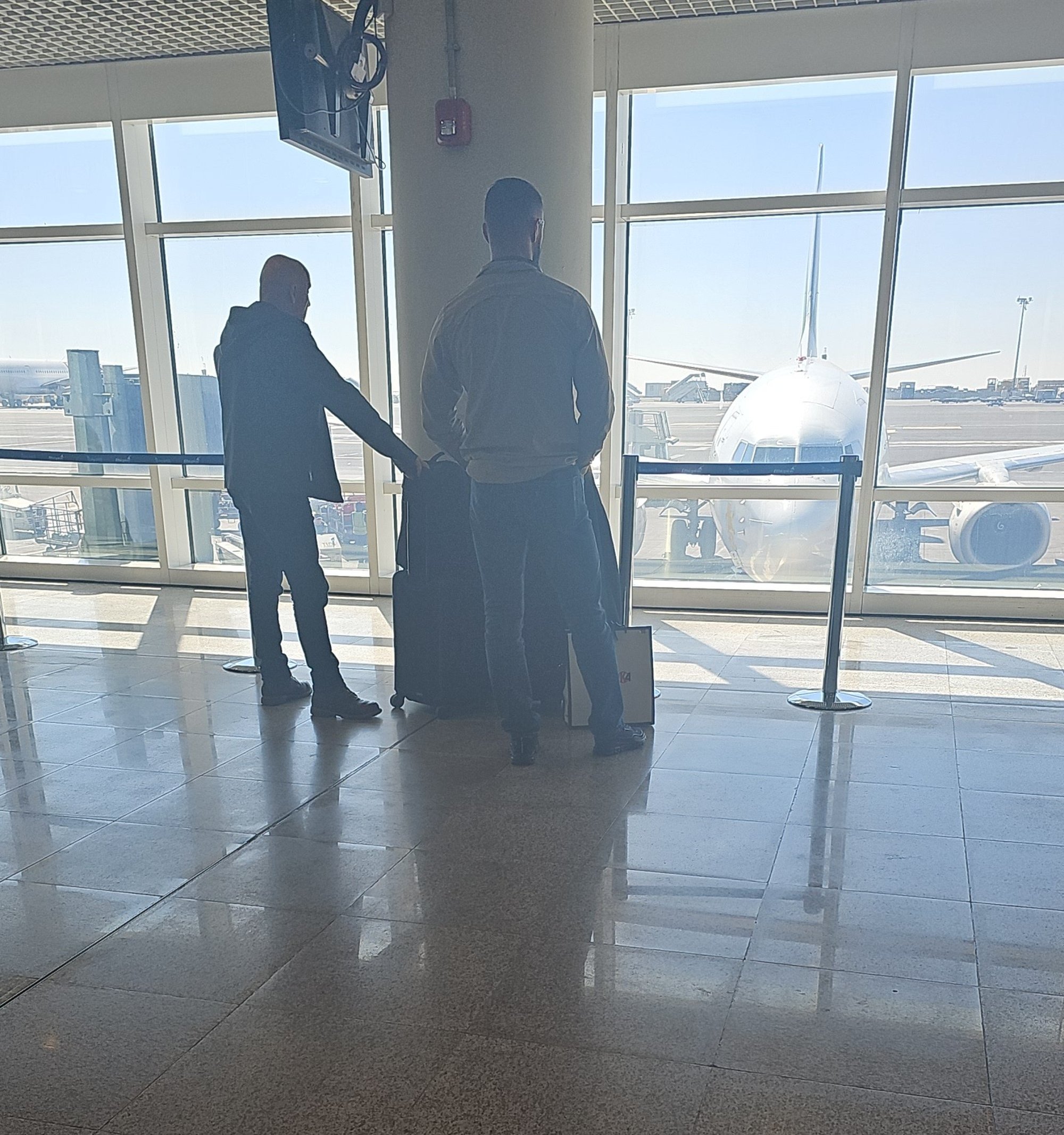 Horatiu Potra waits at the gate in Addis Ababa